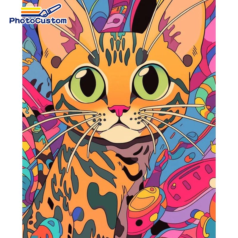 Art Craft Ideas Easy - PhotoCustom Dipinto a Numeri Gatto Rosso,