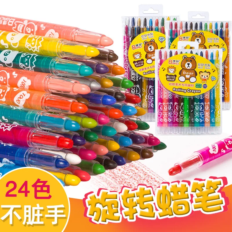 Art Craft For Toddlers - Set di 24/12 Pastelli Colorati Rotanti