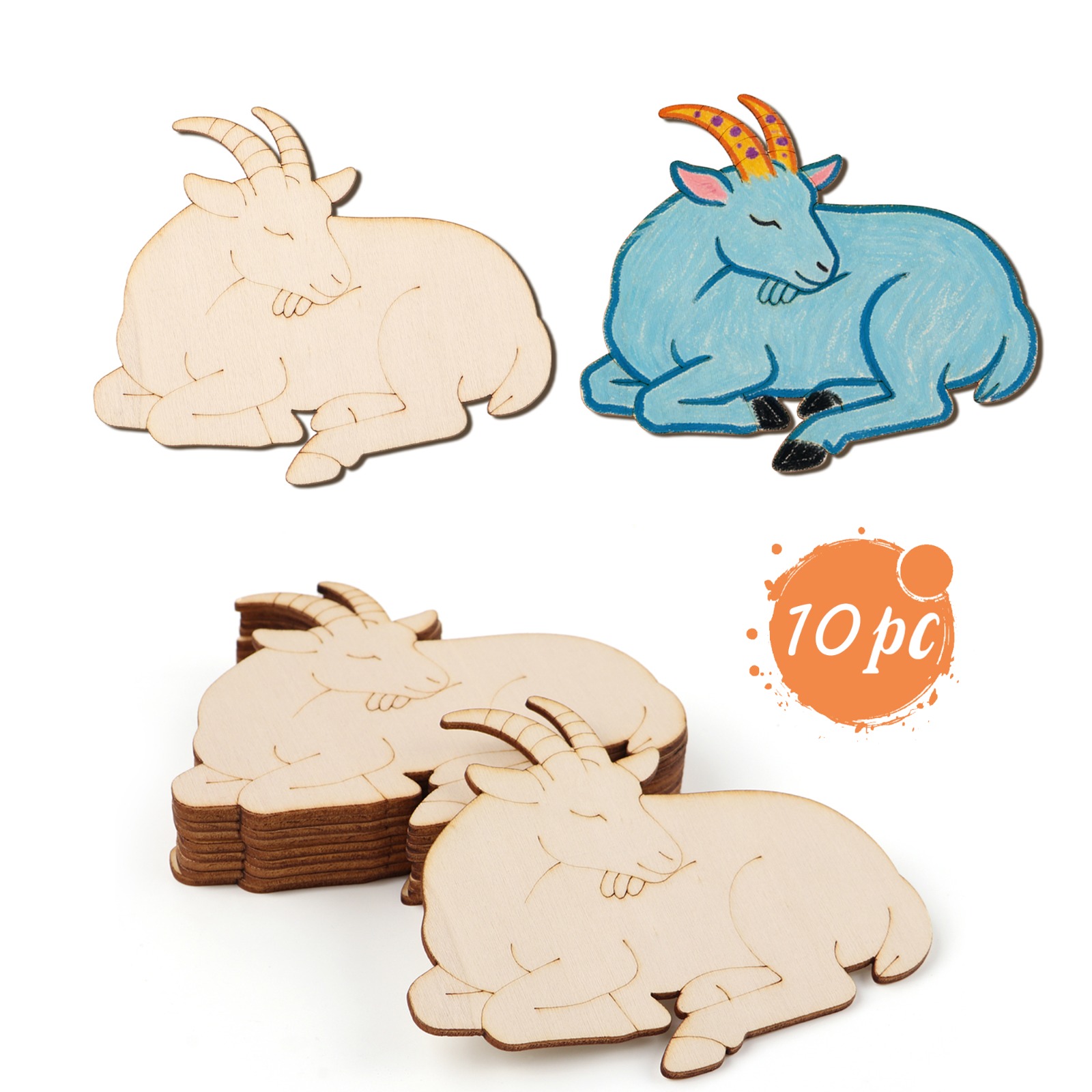 Art Crafts - Set di 10 Ornamenti in Legno